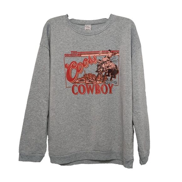 The Original Coors Cowboy Gray Crew Neck Sweatshirt Size XXL Men’s Beer - Picture 1 of 4